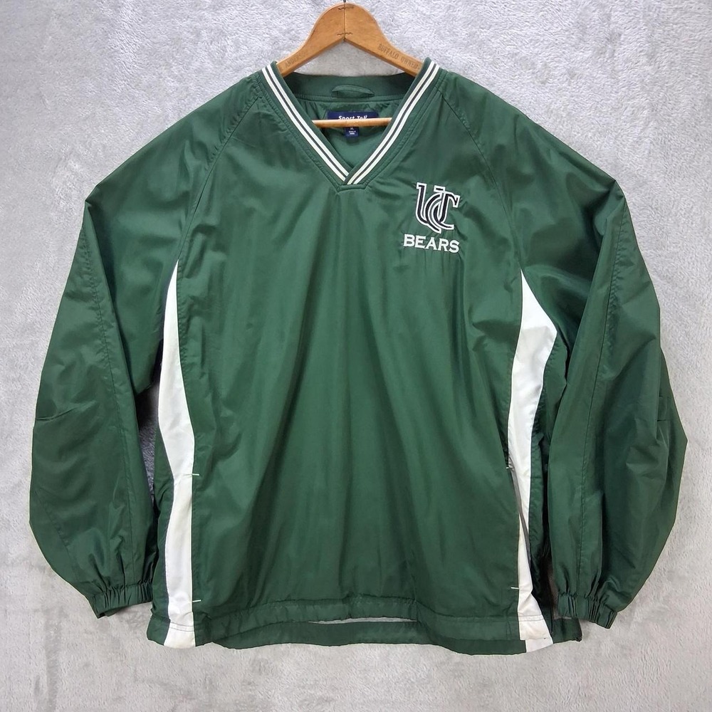 Sport-Tek UC Bears Green V-Neck Pullover Windbreaker Jacket Mens XL